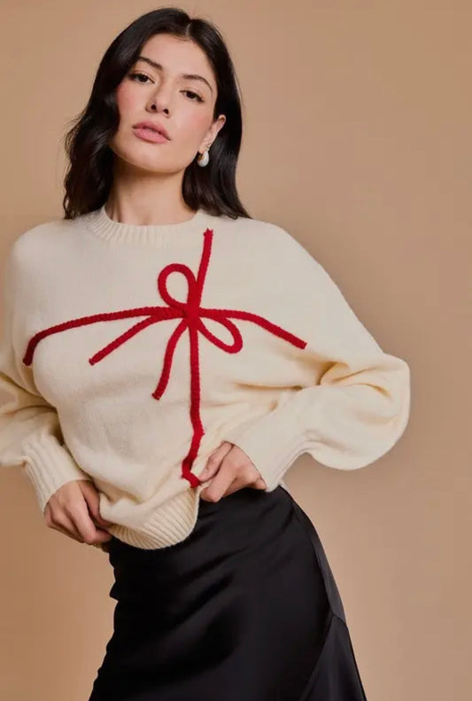 Christy Red Bow Sweater